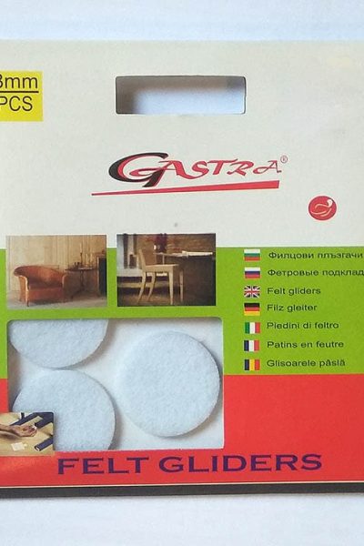 Кръгли плъзгачи Gastra за маси, столове и мебели, бели 8бр. 28мм