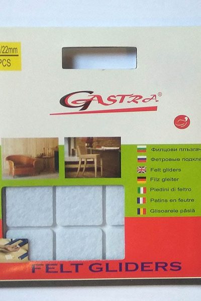 Квадратни плъзгачи Gastra за маси, столове и мебели, бели 16бр. 22мм