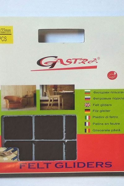 Квадратни плъзгачи Gastra за маси, столове и мебели, кафяви 16бр. 22мм