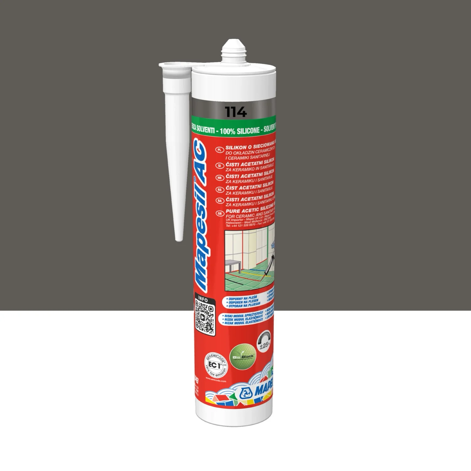 image (2) AC уплътнител Mapei Mapesil 114 Антрацит 310мл. - Image 1