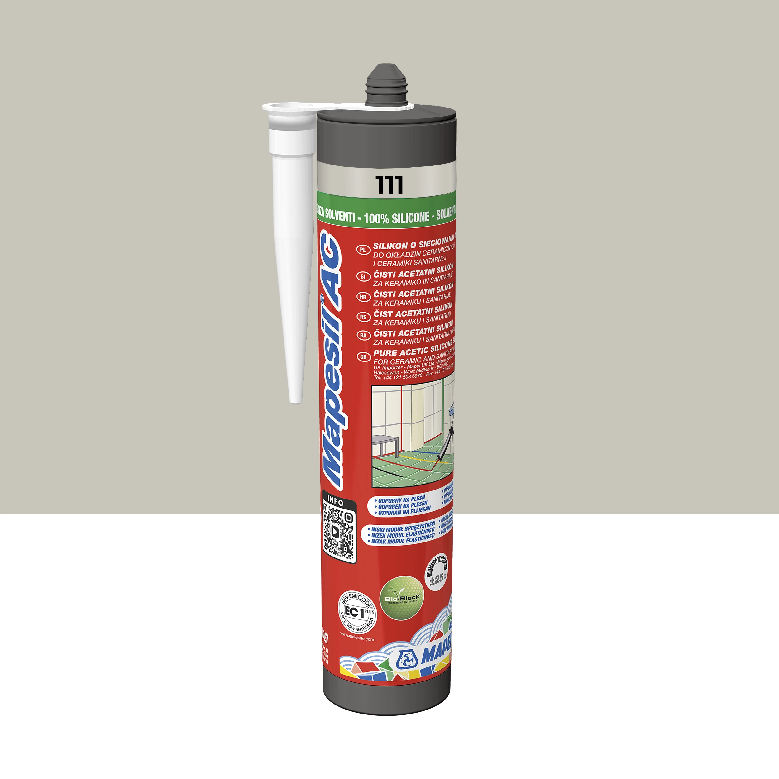 media (2) AC уплътнител Mapei Mapesil 111 Сребро 310мл. - Image 1