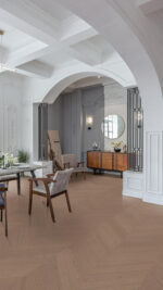 Трислоен паркет Tarkett 559554015 Дъб Галони кафяв  15х120х600 4V шеврон - Image 2